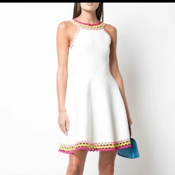 Milly | Dresses | Milly Cream Diamond Cut Flare Dress Medium Nwt | Poshmark